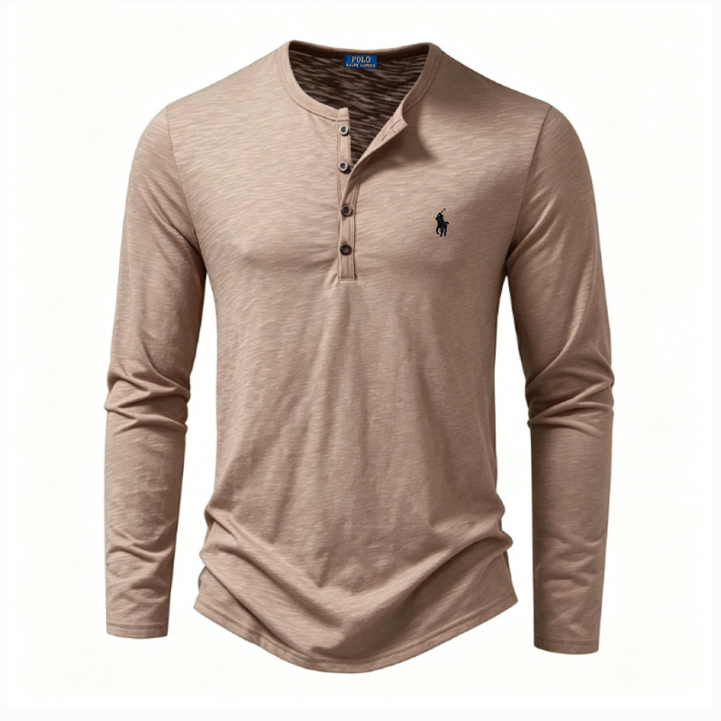 Men’s Cotton Henley Long-Sleeve Shirt
