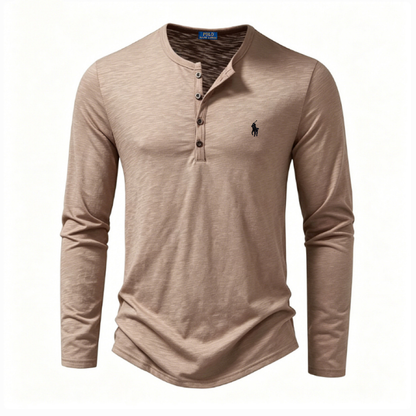 Men’s Cotton Henley Long-Sleeve Shirt