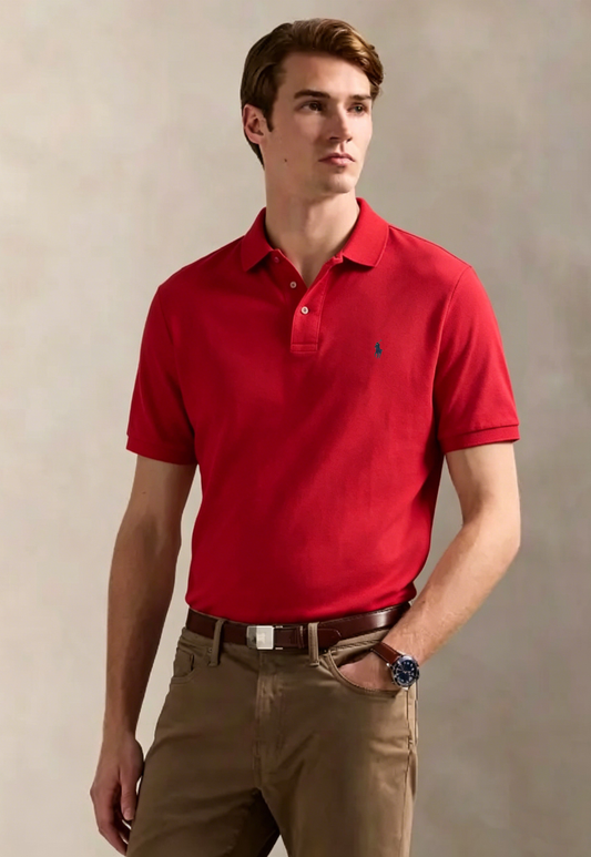 Men’s Classic Embroidered Pony Pique Polo Shirt