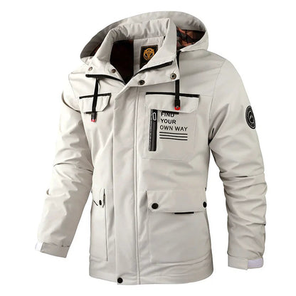 Men Water Resistant Hooded Coat