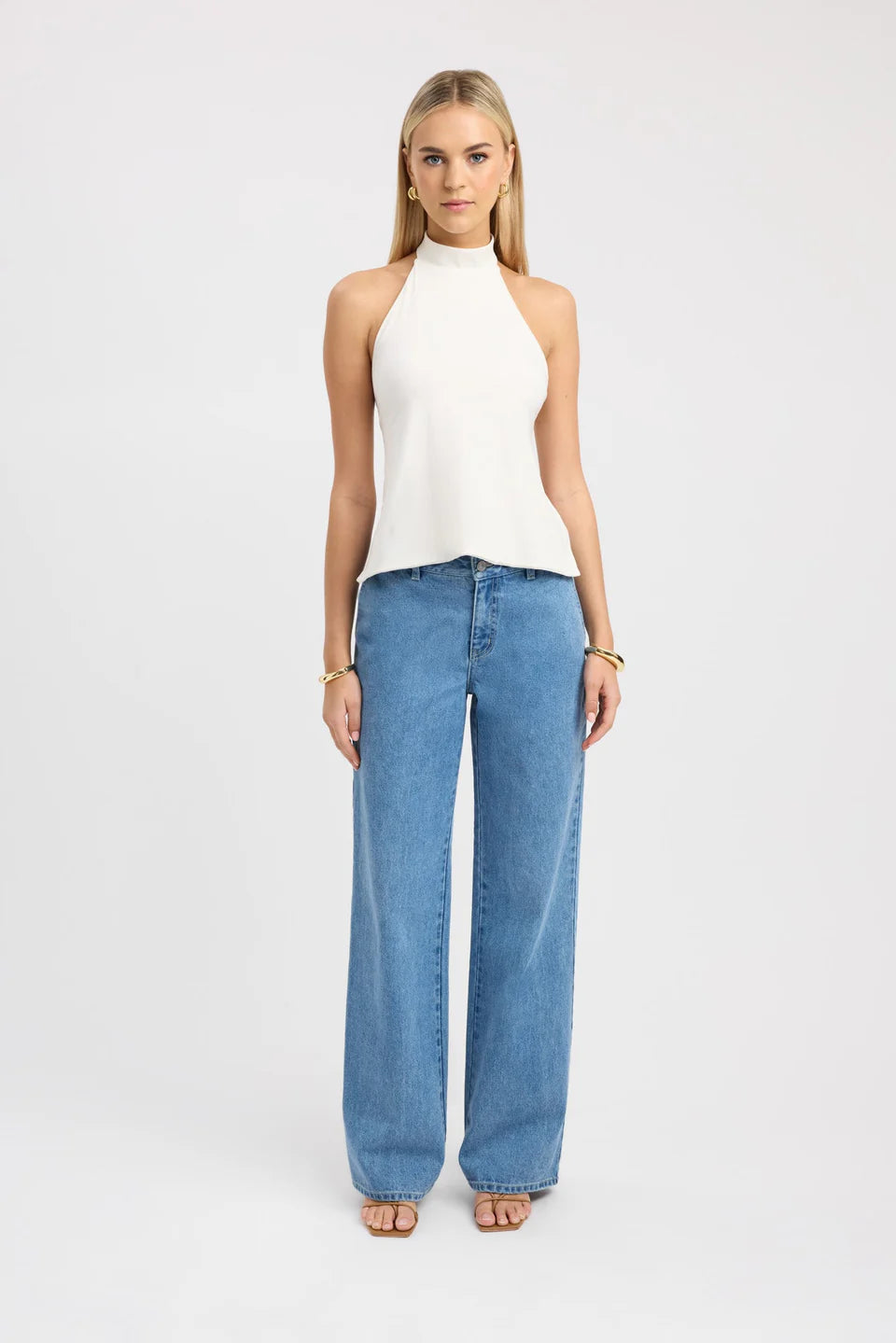 Women's Solid Backs Halter Tank Top Casual Sleeves Top